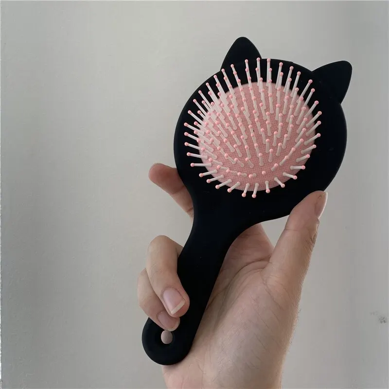 51pcs Hair Comb With Seamless Rubber Bands Set Women Scalp Massage Comb Cute Cat Curly Detangle Brush Hairdressing Tools