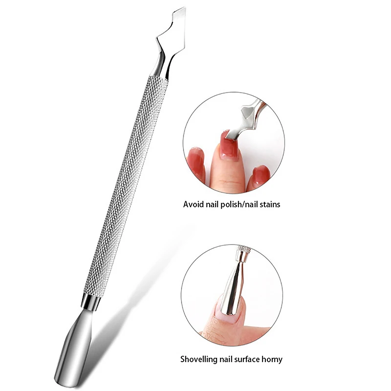 محفز للبشرة مزدوج الأطراف من الفولاذ المقاوم للصدأ ، مزيل ضغط الجلد الميت للأظافر ، باديكير ومانيكير ، منظف فن الأظافر ، أداة العناية ، 1 فقط