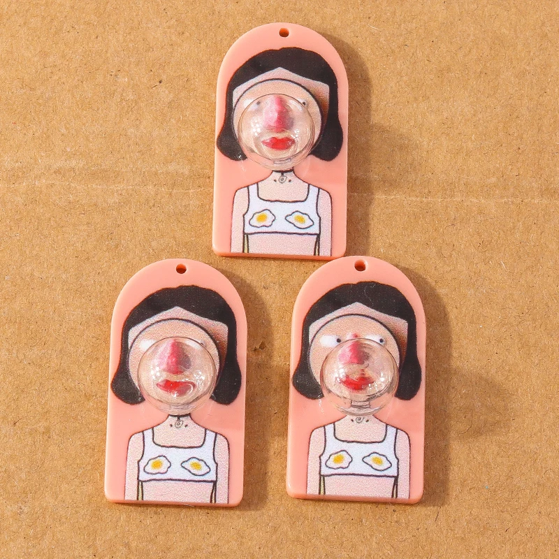 5 Stück Niedliche Harz-Cartoon-Mädchen Blasen-Seifenblasen-Anhänger für DIY Ohrringe Halsketten Schmuckherstellung Zubehör – Detail 2