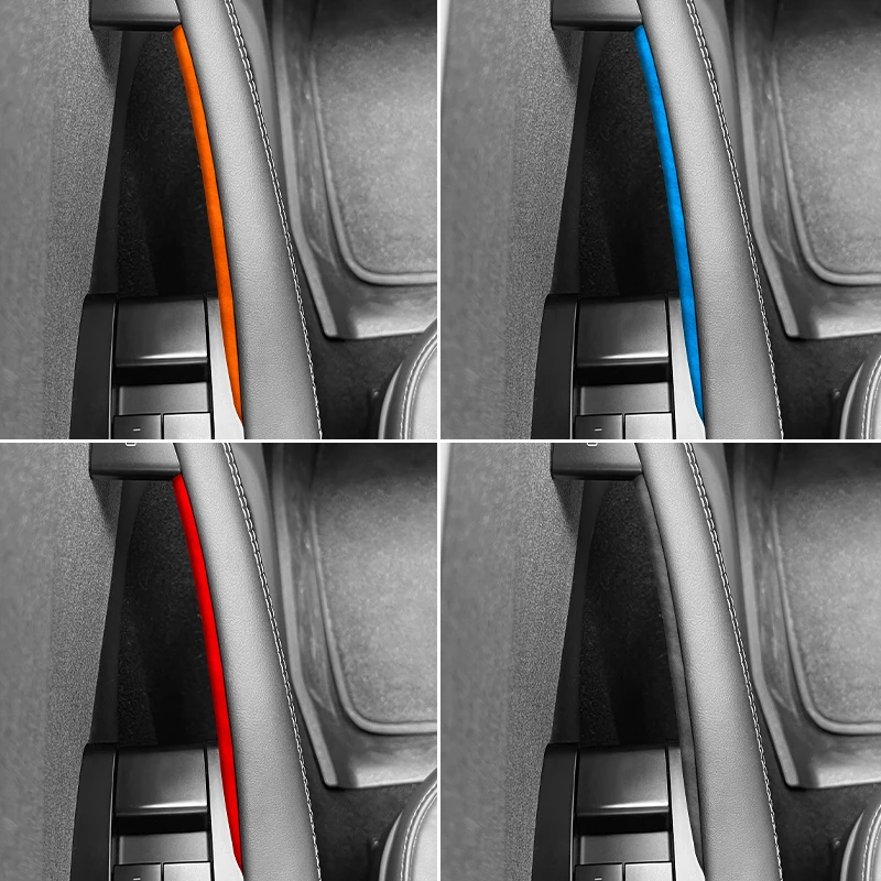 

Сделано из алькантары для Tesla Model 3, модель Y, внутренняя ручка двери, накладка, декоративная наклейка, аксессуары для тюнинга салона автомобиля