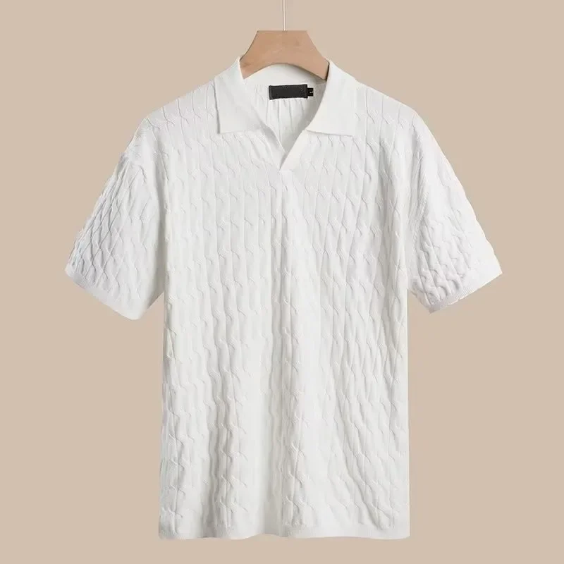 Men Short Sleeve Polo t-Shirts Slim Fit Knitted Polo Shirts Man Breathable Business Casual Tops  Comfortable t Shirt Man Clothes