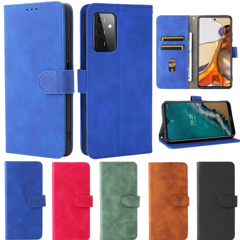 

A73 A 73 5G Case Skin Feel Flip Leather Funda For Samsung Galaxy a73 a72 A72 A 72 Cover Wallet Full Protect Mobile Phone Case