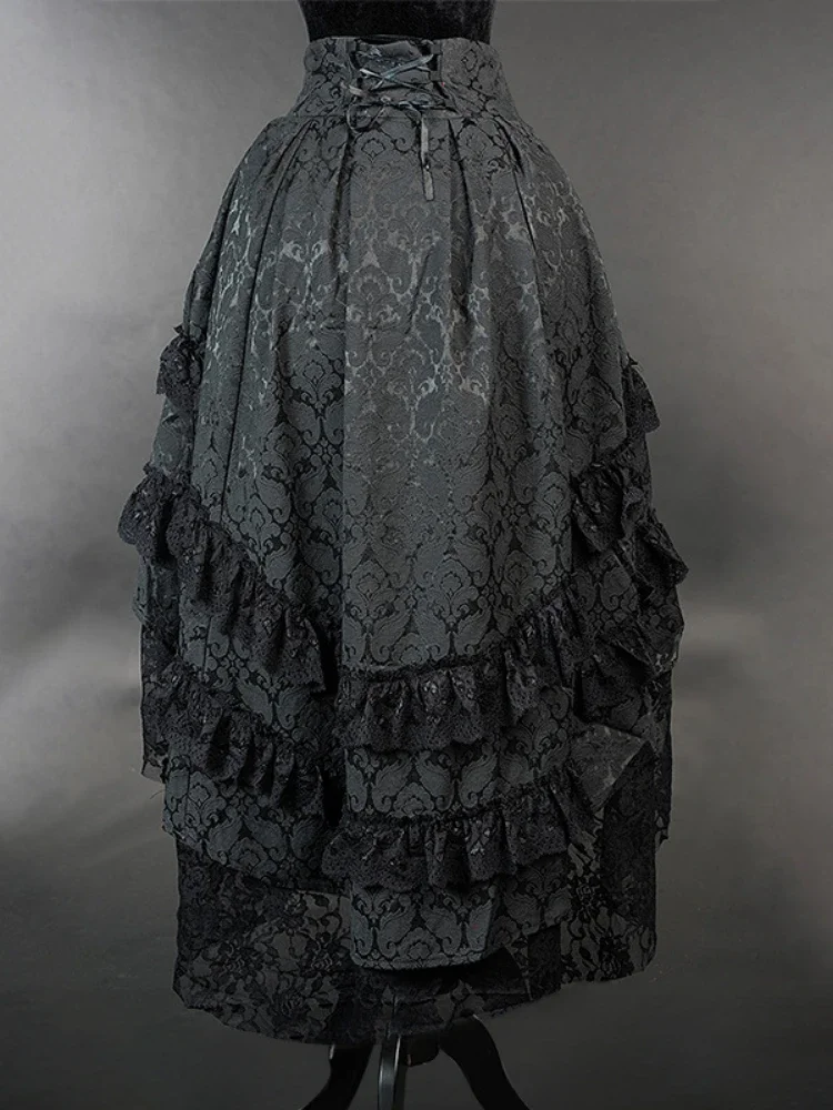 

Женские черные юбки в стиле Харадзюку с принтом, кружевные лоскутные винтажные готические уличные кружевные лоскутные юбки Jupe Y2k, эстетический гранж Faldas