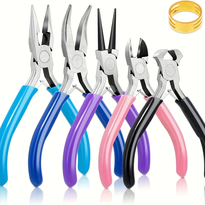 6-piece professional jewelry making tool set suitable for gemstones beads wires chains rings jewelry making set