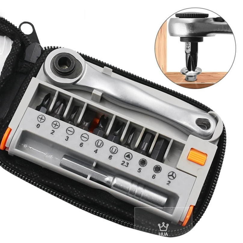 

12-piece ratchet screwdriver set, portable machine disassembly ratchet wrench set, cross and straight screw batch set 2025 new