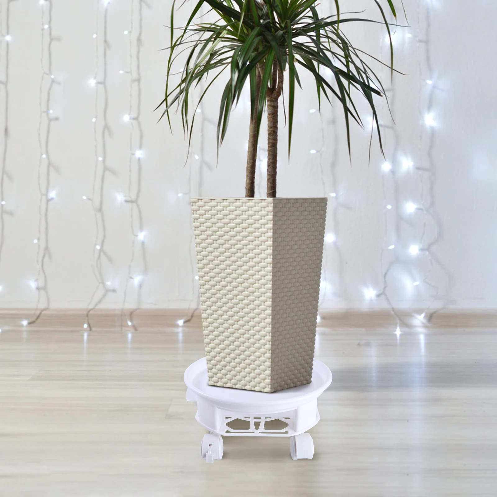 

Thickened Round Universal Wheel Pallet Base White Drawer Type Flowerpot Stand Mobile Tray Plant Pot Base Garden Supplies