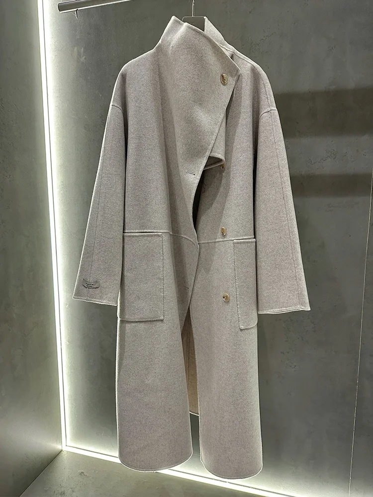 

Пальто ZQ двустороннее шерстяное повседневное из 100% мериносовой шерсти, молодежное, с длинными рукавами, стандартной длины, специальное предложение к концу года