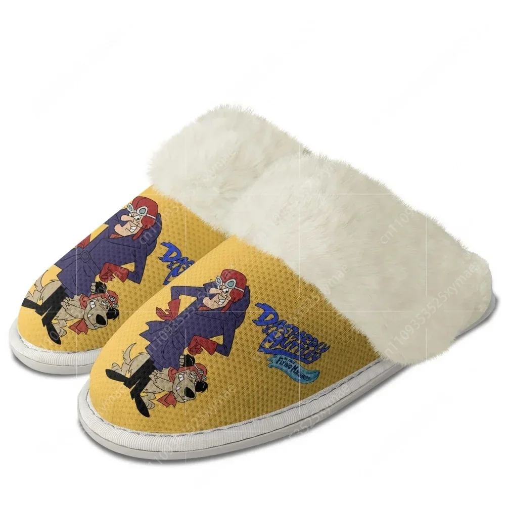 Races Anime Cartoon Wacky Muttley Dick Dastardly Plush Slippers Keep Warm Shoe Men Womens Home Cotton Bedroom Customized Slipper