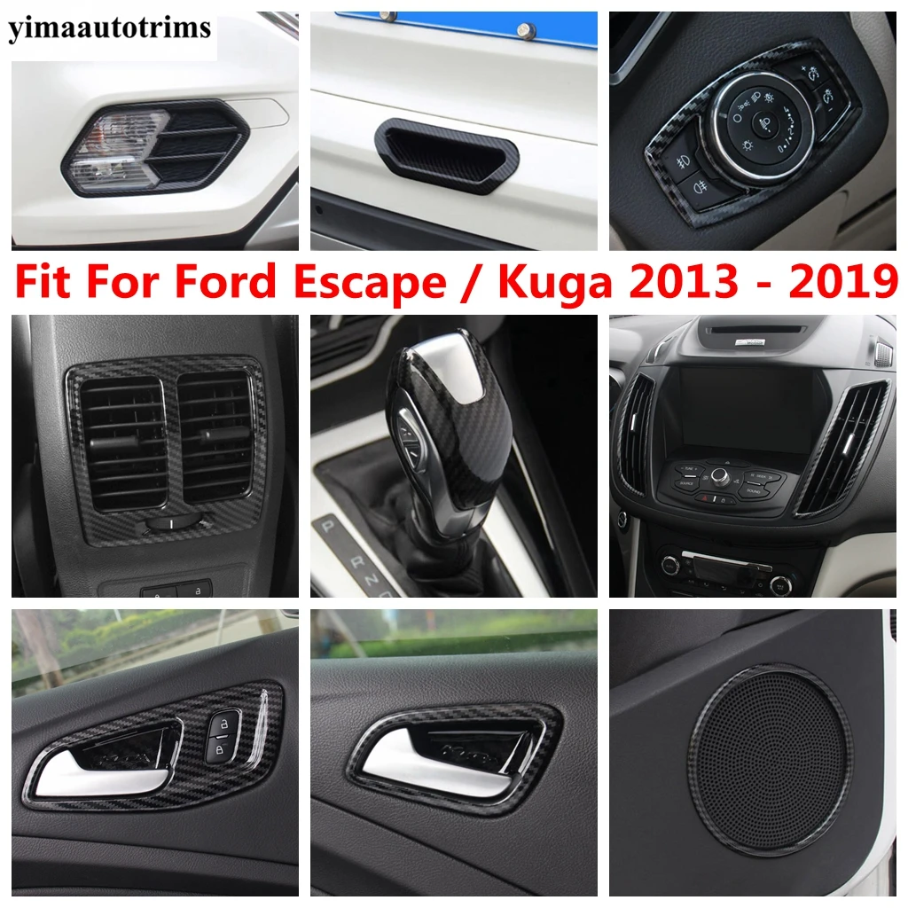 

Carbon Fiber Interior Window Lift Speaker Head Light Air AC Vent Gear Cover Trim Accessories For Ford Escape / Kuga 2013 - 2019