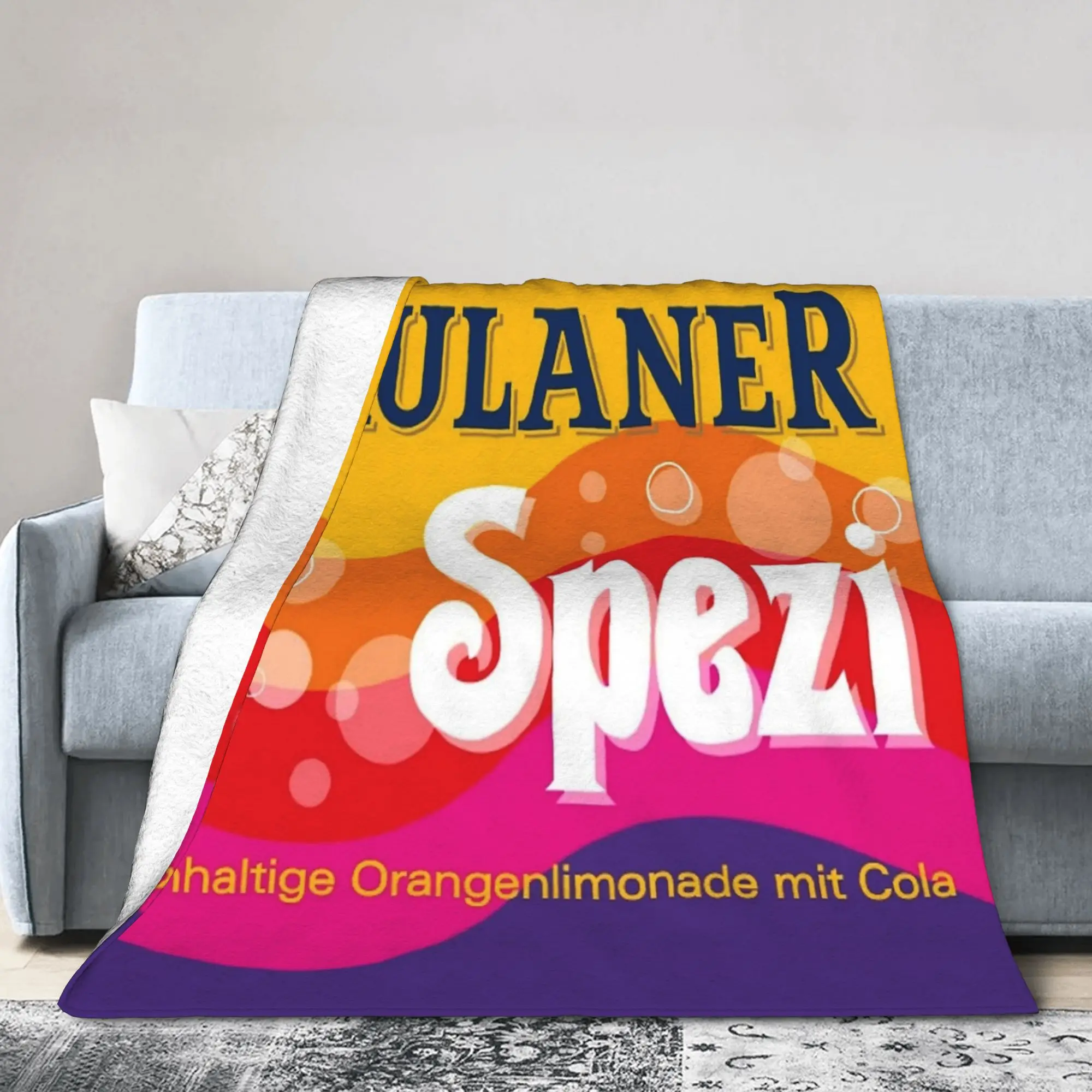 Paulaner Spezi Blanket Germany Soda Drink Warm Pattern Plush Throw Blanket For Couch Bed Picnic Flannel Bedspread Bed Cover