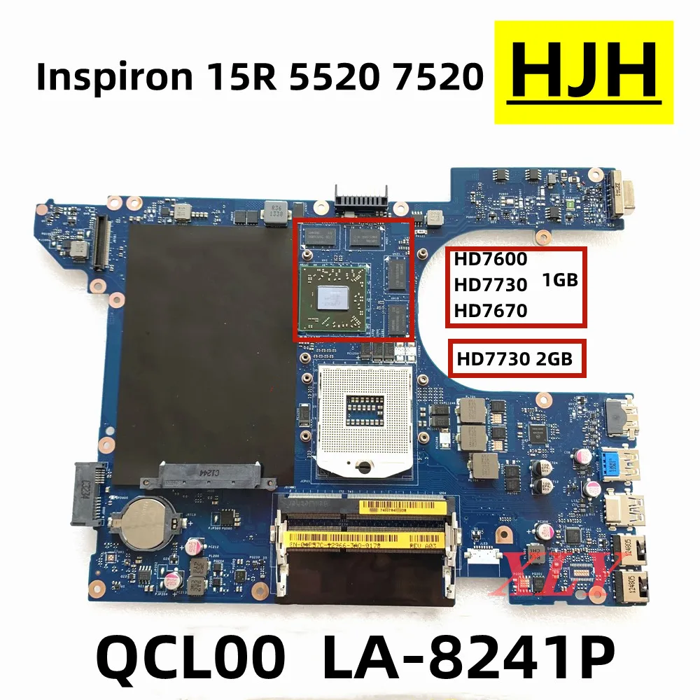 

Материнская плата для ноутбука Dell Inspiron 15R 5520 7520 QCL00 LA-8241P AMD HD7600 HD7730 HD7670 1 Гб, HD 7730M 2 ГБ 100% протестирован