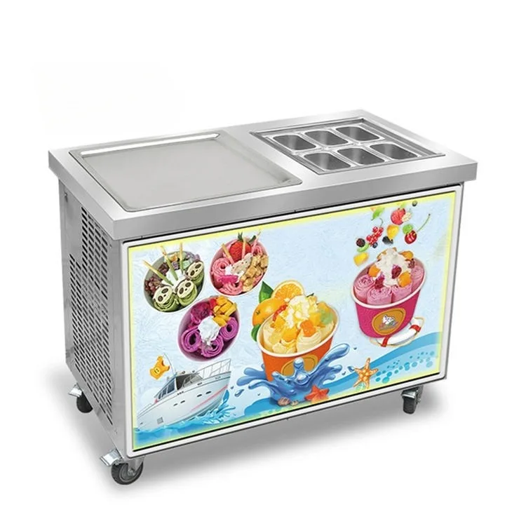 Kolice 6 Precooling Tanks Fry Ice Cream Machine Roll Ice Cream Machine Fried Ice Cream Roll Machine