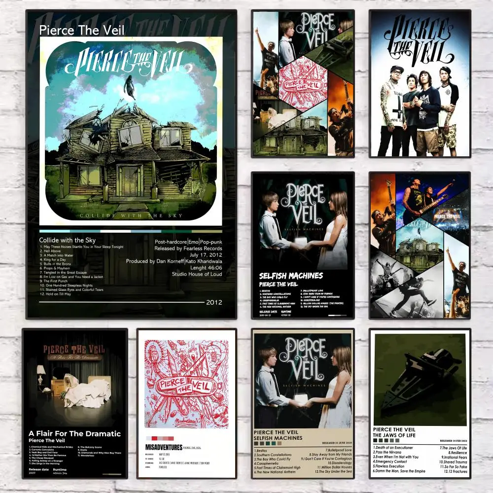 

P-Pierce The V-Veil Band Rock Poster Wall Art Sticky for Living Room Bedroom Office Hallway Bar Home Decor Gift Idea