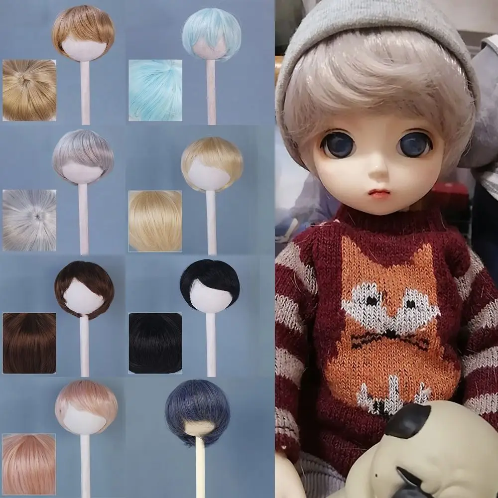 Peruka dla lalek wysoka dla lalek 1/6 BJD/SD 16,5-17,5CM obwód głowy temperatura włókno prosta fala krótkie włosy peruka wymienna