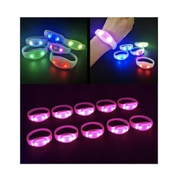 20pcs RGB LED Light Voice Control Bracelet Bangle Sound Activated Wristbands for Party Rave Concert Carnival Favors Baby Shower