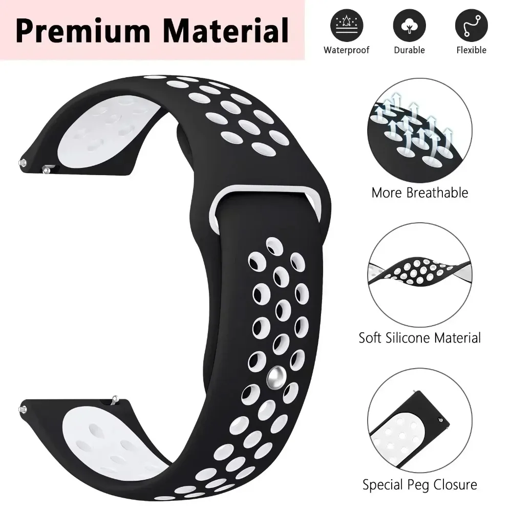 22mm 20mm 18mm Silicone Strap For Huawei Watch GT5/4/3/5 Pro 46mm Two-color Soft Wristband Huawei Watch GT5 Pro 42mm GT4-5 41mm
