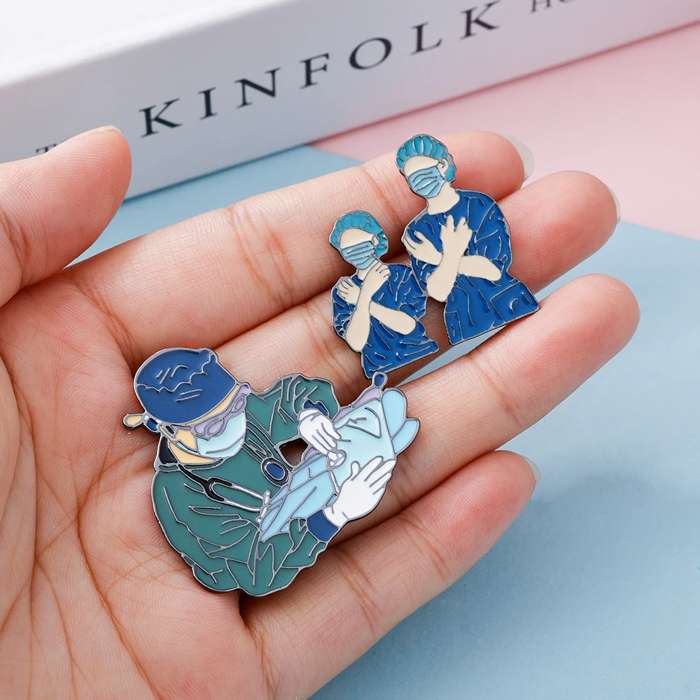 Catuni Cartoon Medical Team Enamel Brooch Pin Nurse And Doctor Team Pin Tie Bag Accessory Medical Staff Jewelry Gifts