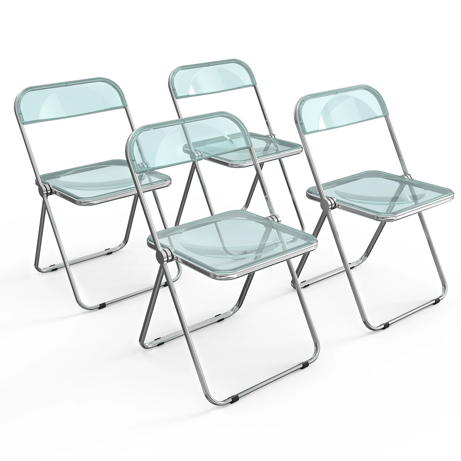 Chaises pliantes en plastique bleu transparent, 2 pièces