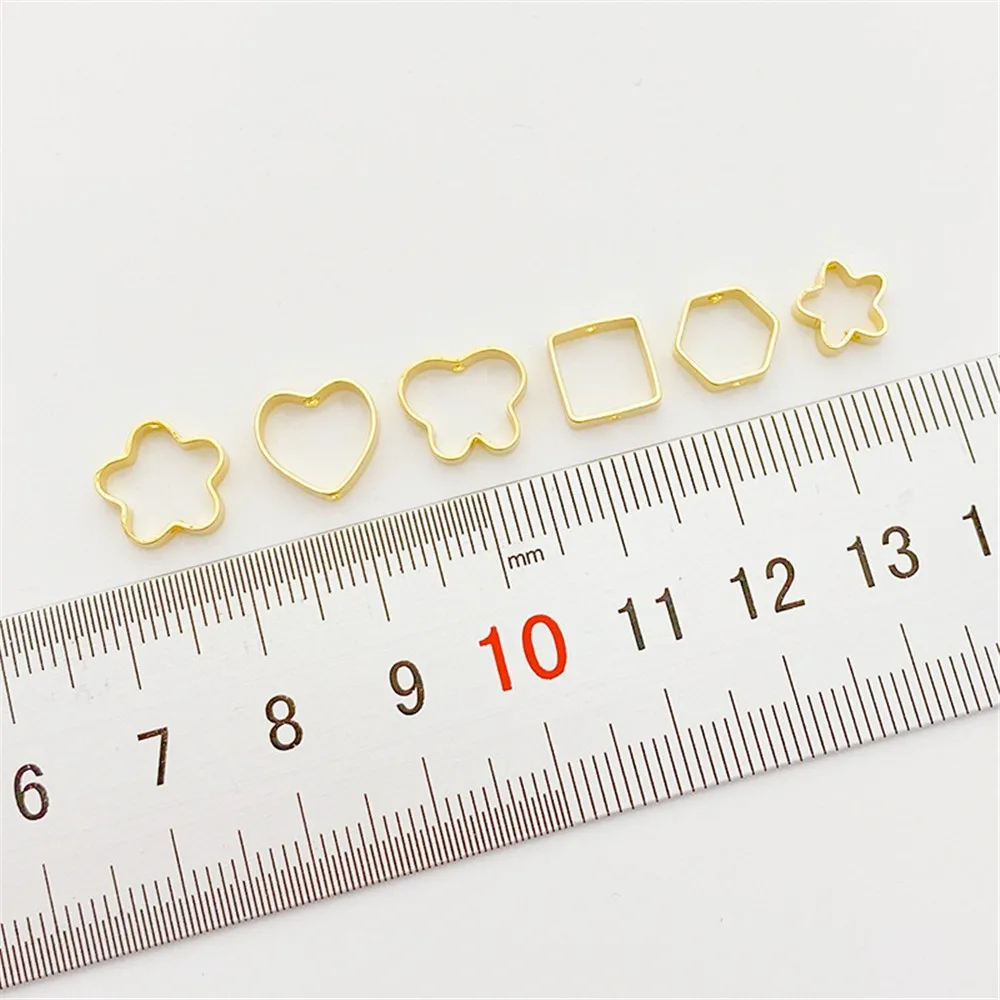 14K Gold Five Pointed Star Heart Shaped Geometric Bead Set DIY Beaded Bracelet Necklace with Separated Bead Ring Accessories