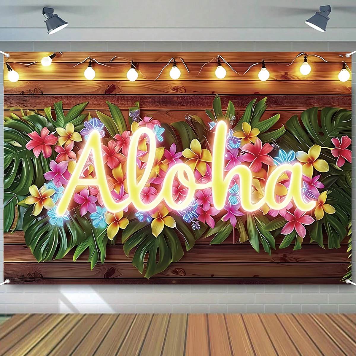 Hawaiian Summer Beach Background Tropical Seaside Flowers Aloha Luau Ocean Sea Surfboard Holiday Party Birthday Backdrop Decor