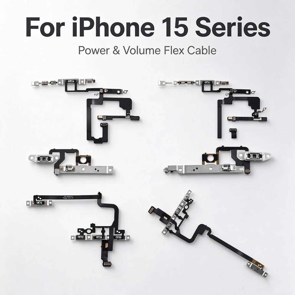 Power Volume Button Flex Cable With Mute Silent Switch  for iPhone 15 Plus Pro Max Replacement Part