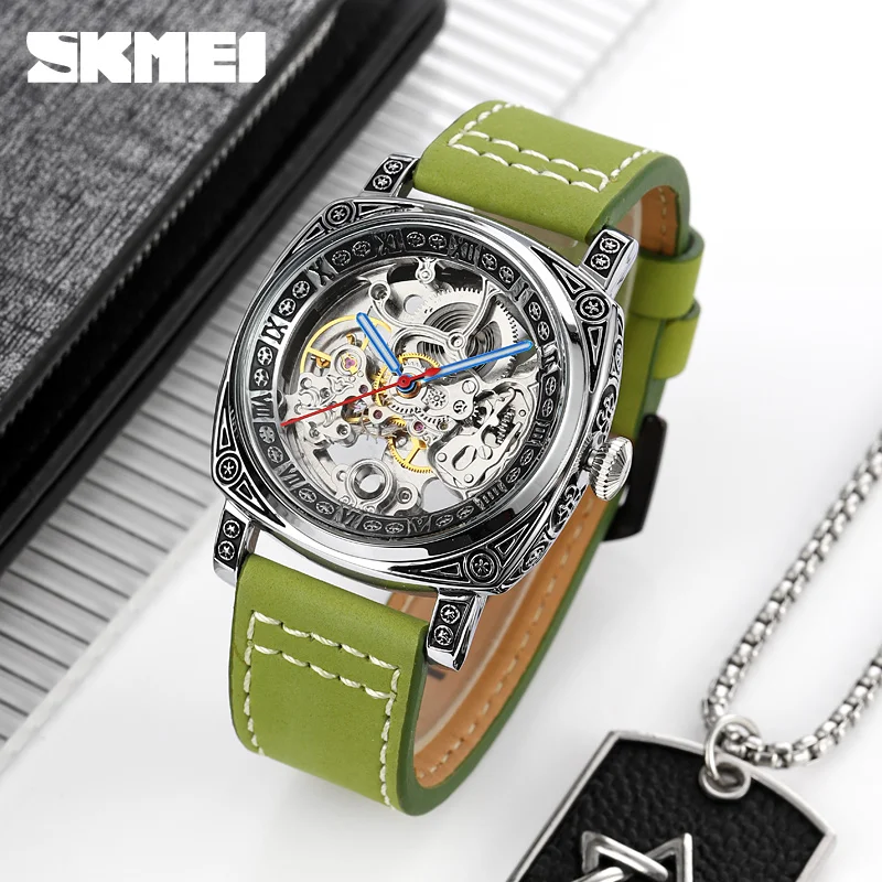 Orologi da uomo di moda marca SKMEI orologio completamente automatico scavato orologi meccanici per uomo orologio da polso orologio di lusso