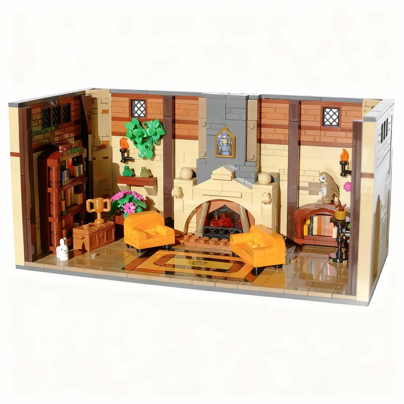 786pcs MOC Black Yellow Magical Common Room Harry Model Building Blocks Toy Assemble Idea Brick Creative Collection Birthday 3D