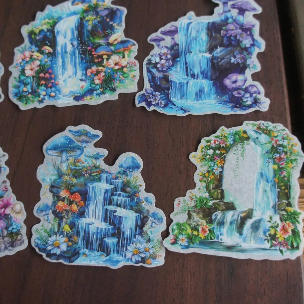 

10 Pcs Waterfall Surrounded By Plants Style PVC Sticker Scrapbooking DIY Gift Decoration Tag