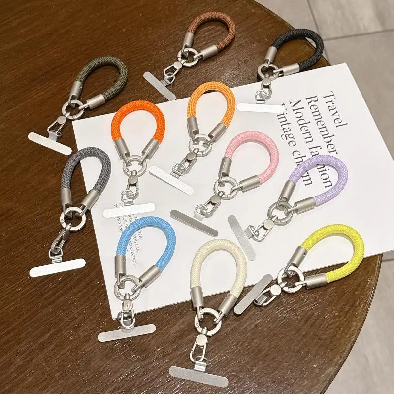 Mini Braided Phone Wrist Strap With Ring Holder 360 Degree Rotating Alloy Clasp For Anti Drop Phone Carry And Key Attachment