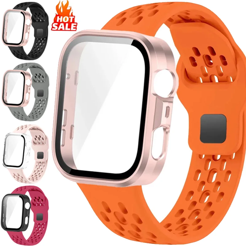 PCケース+シリコンバンド Huawei Watch Fit 3/4/4 Pro用 スクリーンプロテクターカバー ブレスレット Huawei Watch Fit 4/3用 フルカバーシェル