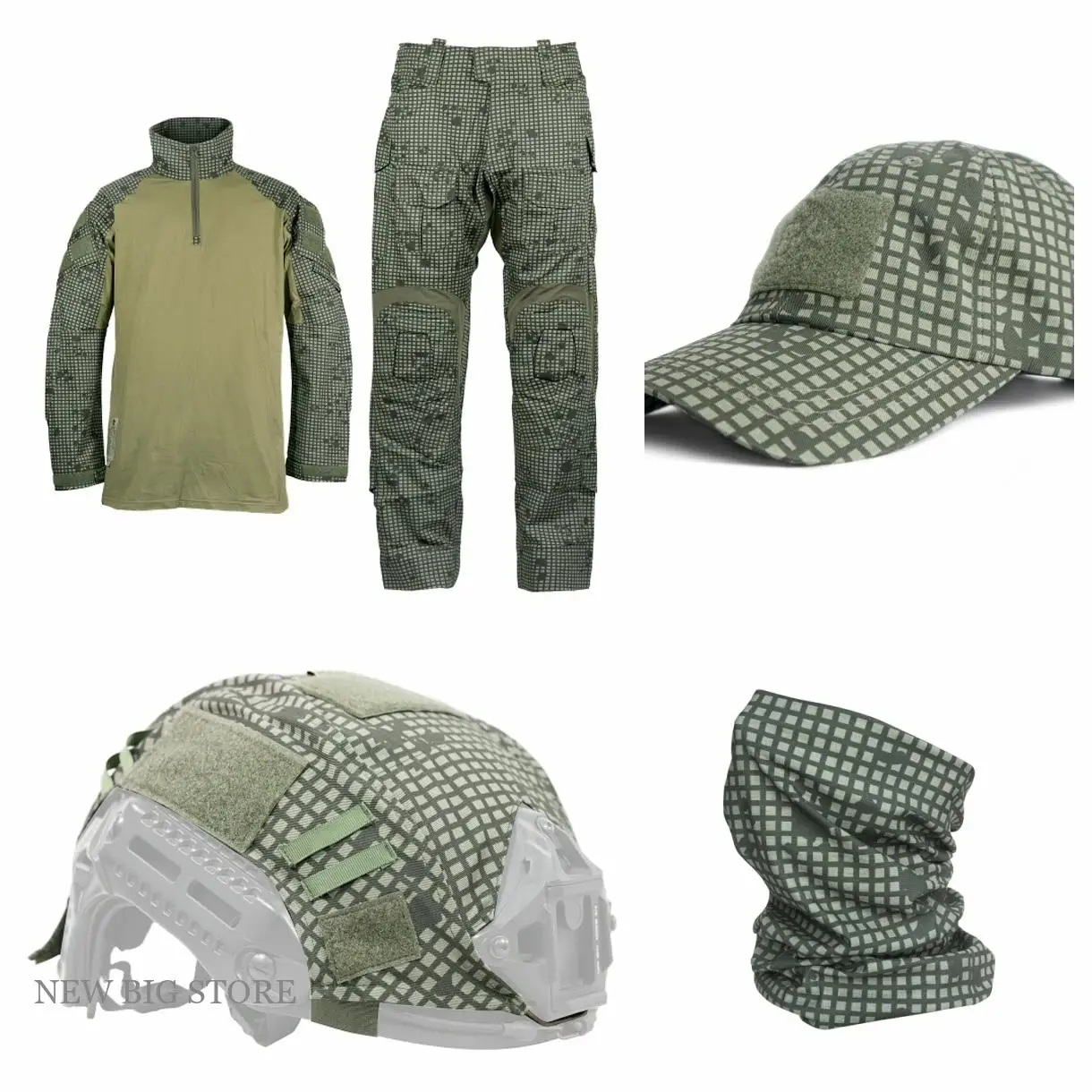 Outdoor Sand Night Camouflage Full Set Tactical Baseball Hat/Neck Mask/FAST Helmet Cover/G3 Tactical Training Uniform