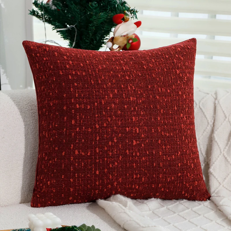 Cushion Cover Christmas Supplies 45x45cm Retro Red Pillowcase for Indoor Living Room Car Sofa Christmas Home Decoration