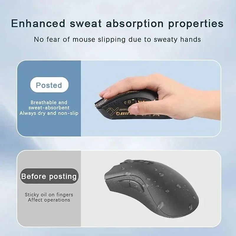 1 Set Mouse Anti-Slip Grip Tape For Razer Deathadder V4 Pro – Snowflake Texture Polyurethane 0.45mm Sweat-Resistant
