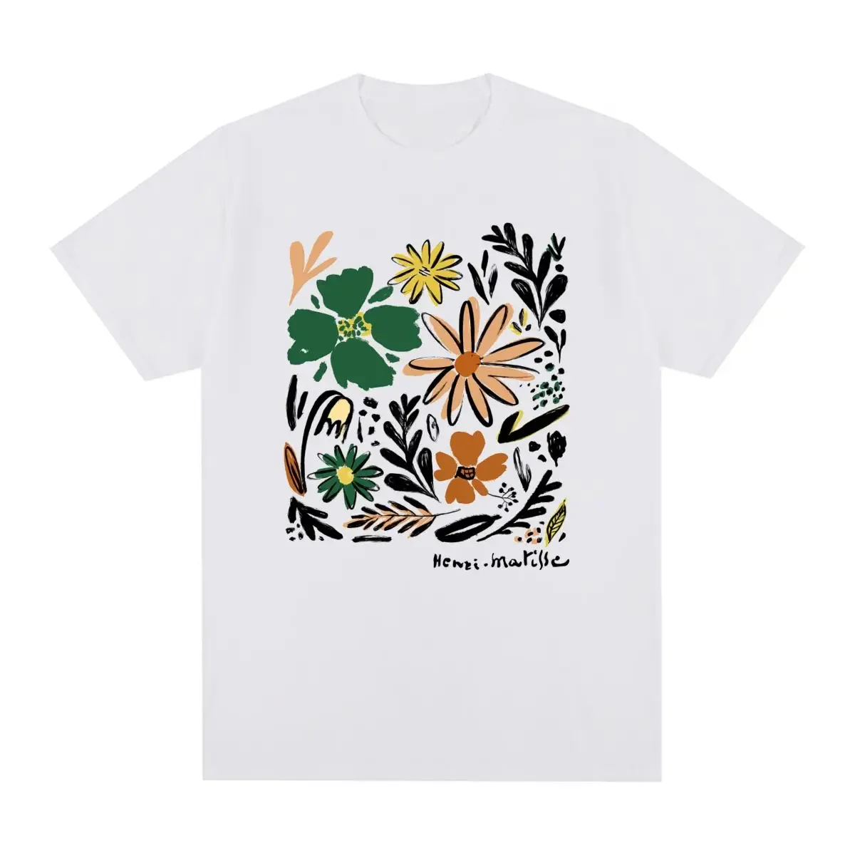 Streetwear Graphic Short Sleeve Henri Matisse Vintage T-shirt French Arts Flower Print Cotton Men T shirt Summer New Womens Tops