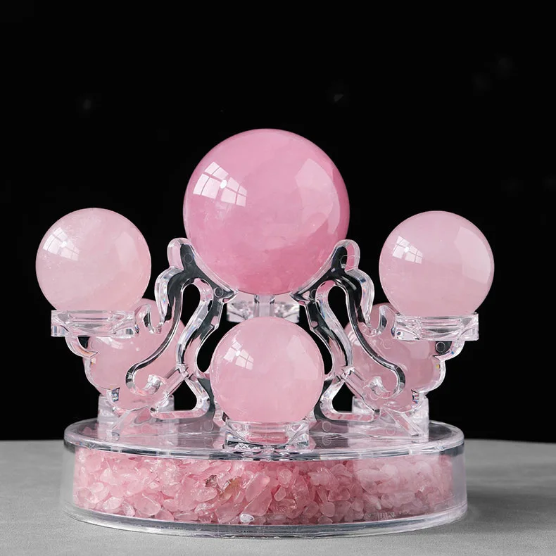 PYH natural powder crystal ball seven-star array ornament hibiscus stone wedding gift love gift home ornament