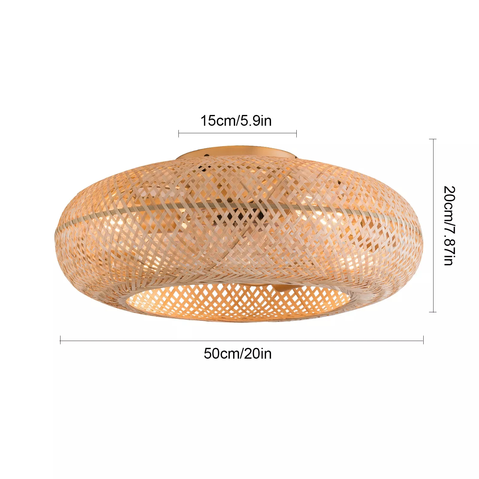 Bambu Ventilador De Teto Com Luz E Controle Remoto, Quinta Boho, Rattan, 20"