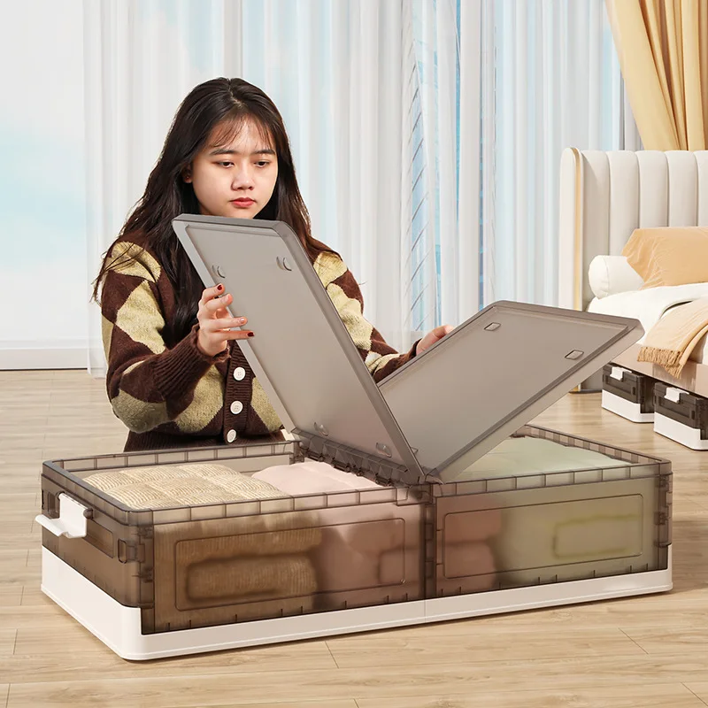 

Large Capacity No-Installation Home Storage Box Custom Foldable Under-Bed Bin for Clothes Quilts Dustproof PP Wheels