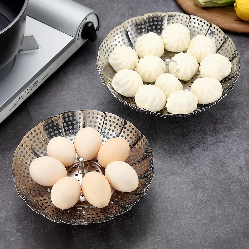 Stainless Steel Retractable Steamer Household Steamer Kitchen Steamer Rack Egg Steamer Multifuncion Steamer Plate