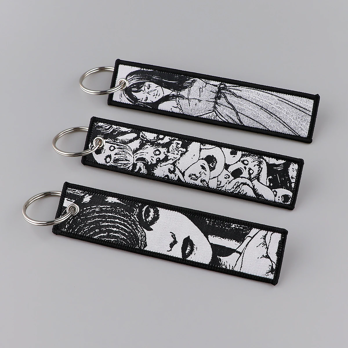 Horror Manga Key Ring Embroidery Key Fobs Holder Anime Women Keychain for Motorcycles Key Tags Jewelry Decorations