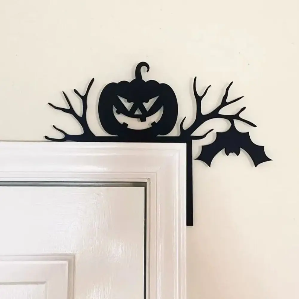 Wooden Halloween Door Topper Spooky Pumpkin Witch Door Corner Decoration Halloween Door Corner Decorative Plate