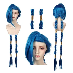 Jinx Cosplay Peruk LoL Kılık Yetişkin Kadın Isıya Dayanıklı Sentetik Saç Cadılar Bayramı Karnaval Kostüm Aksesuarları Şapkalar Prop