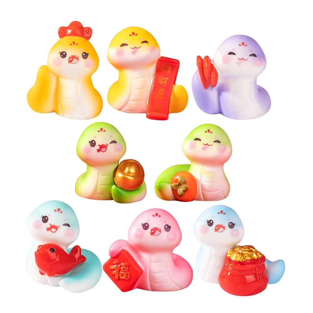 

Year of The Snake Small Ornaments Lucky Figurine Chinese New Figure Animal Mascot Statue Decor Zodiac Decorations Car Dashboard