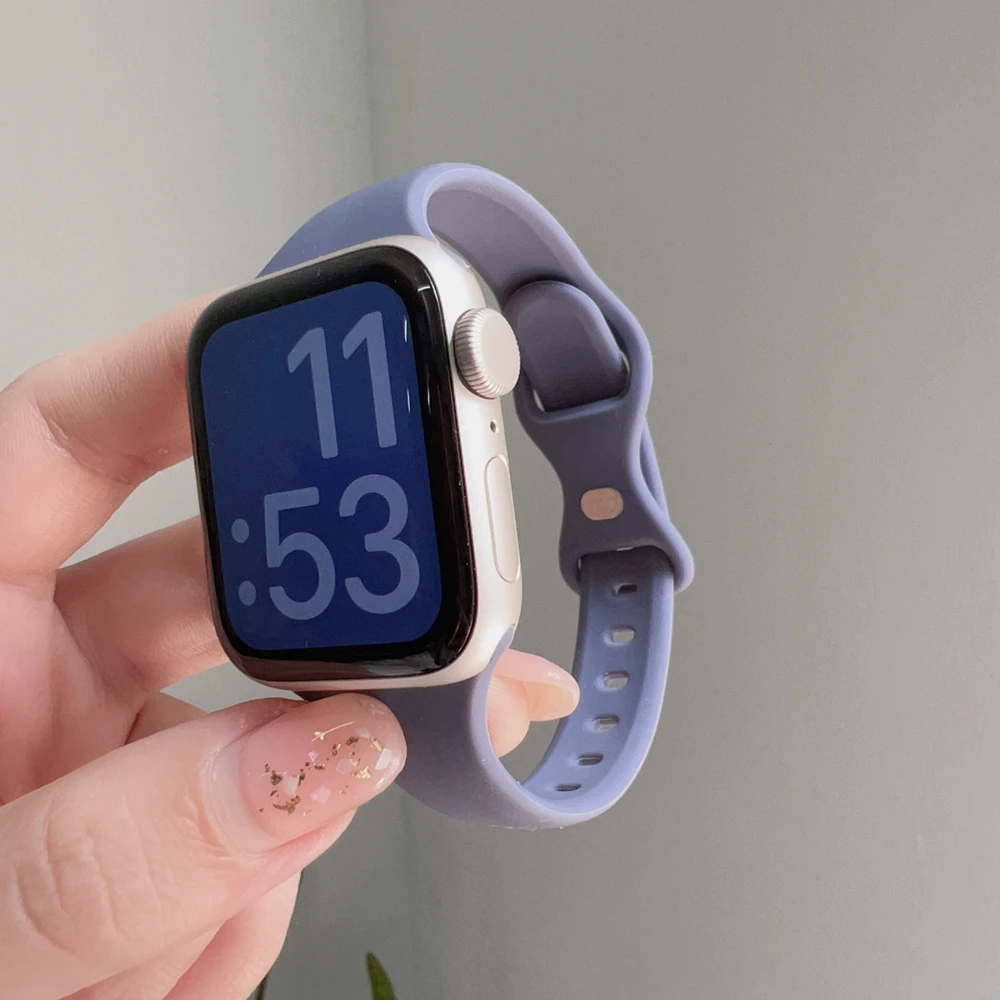 Correa in silicone per cinturino Apple Watch per donna 38mm 40mm 41mm 42mm 44mm 45mm 49mm sottile per cinturino iWatch