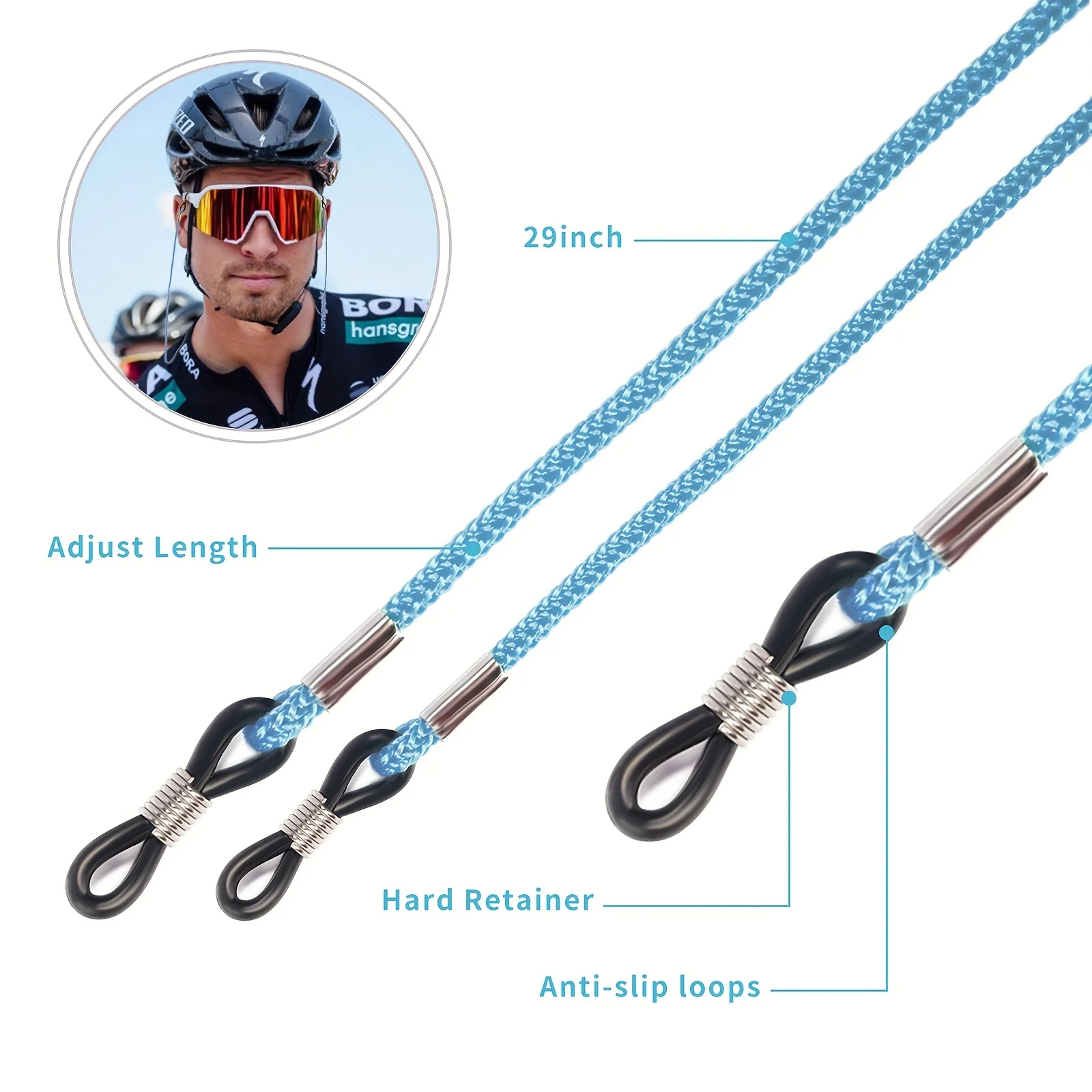 5 Stück verstellbarer Brillenbandhalter, rutschfestes Brillenschnur-Seil, Sport-Sonnenbrillen-Kettenband, Brillenhalter für Damen und Herren – Detail 5