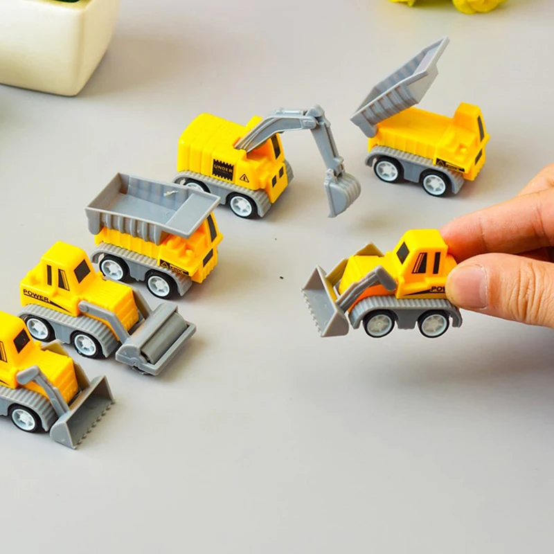 10 pçs mini escavadeira puxar para trás carro brinquedos construção engenharia veículo crianças festa de aniversário favores pinata enchimentos tratar saco