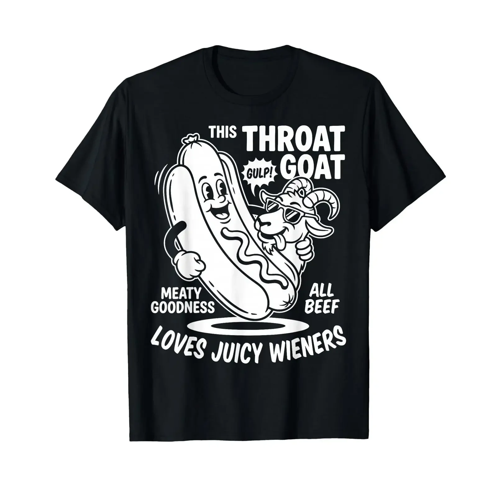 Throat Goat Funny Inappropriate Hot Dog Humour Adult T Shirt vintage Washed Comfortable Stretched homme Unisex Soft Slightly