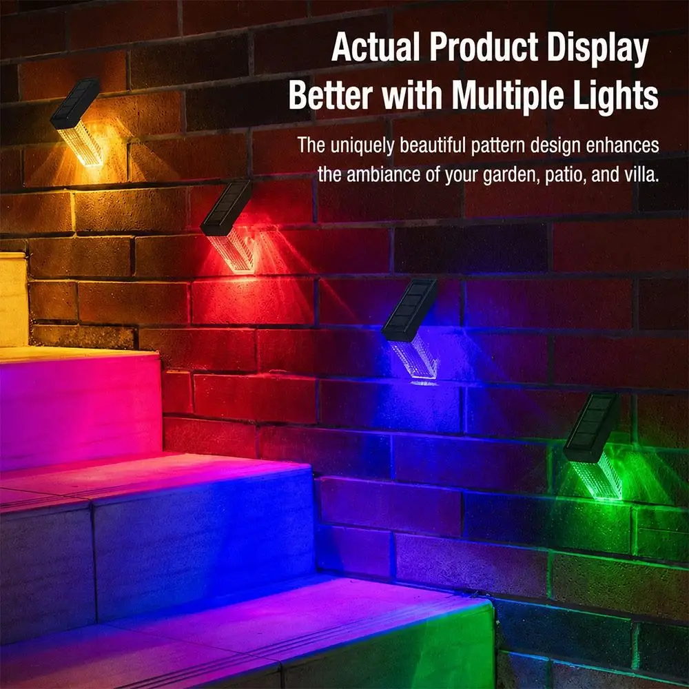 New LED Solar Deck Light IP65 Waterproof Wireless Installation Solar Wall Lamp Color Changing LED Wall Lamp Fence Lighting