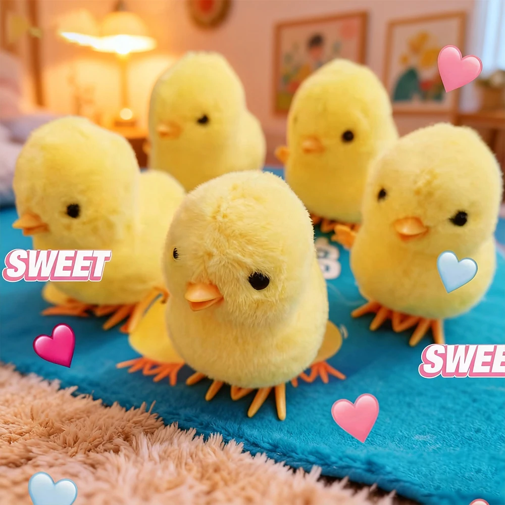 1 Pcs Yellow Jumping Chicken/duck Clockwork Toy Walking Simulation Limb Development Plush Toy Chick duckling