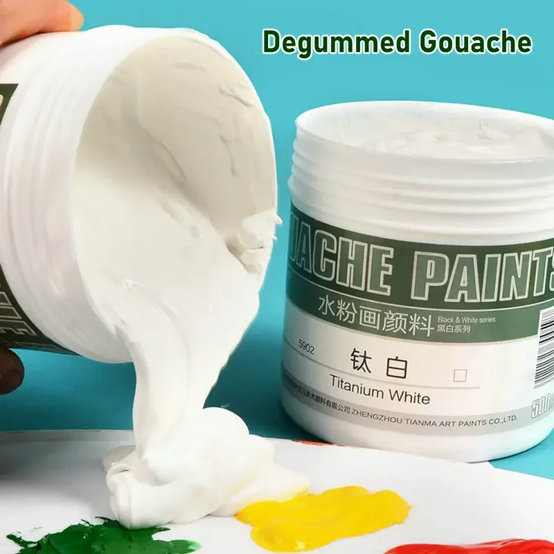 Titanium White Gouache Paint 500ml/300ml/100ml Miya Gouache Refill Professional Degumming Tubes Painting Art Supplies