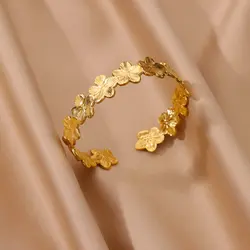 Braccialetto del braccialetto del polsino del fiore per le donne braccialetti dell'acciaio inossidabile della Flora di colore dell'oro che lanciano i gioielli estetici del polso delle coppie pulseras